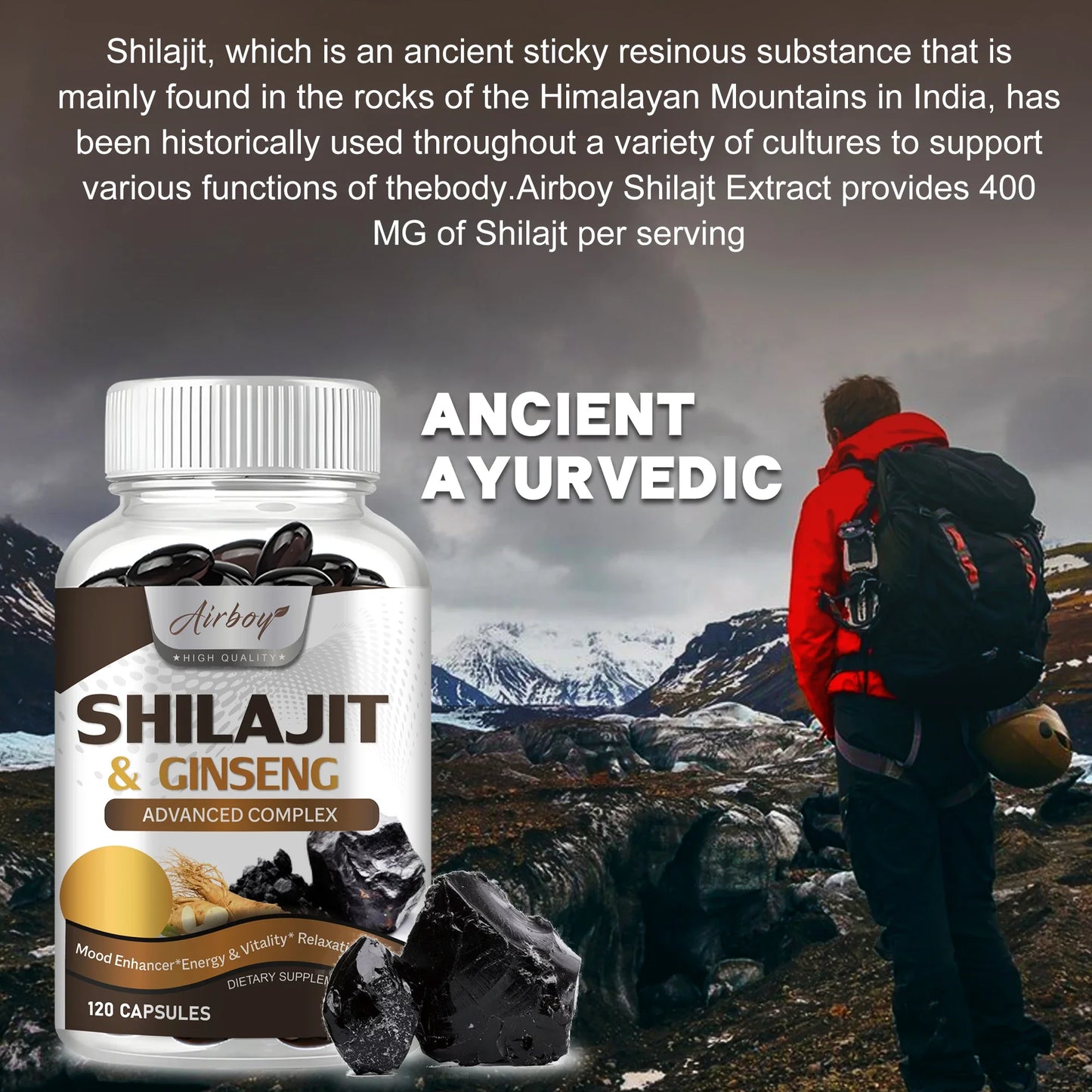 Shilajit & Ginseng Complex 120 Capsules - Natural Energy Support