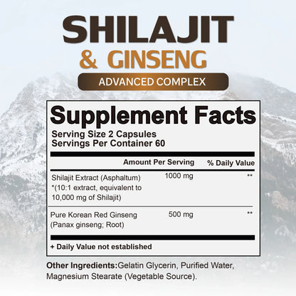 Shilajit & Ginseng Complex 120 Capsules - Natural Energy Support
