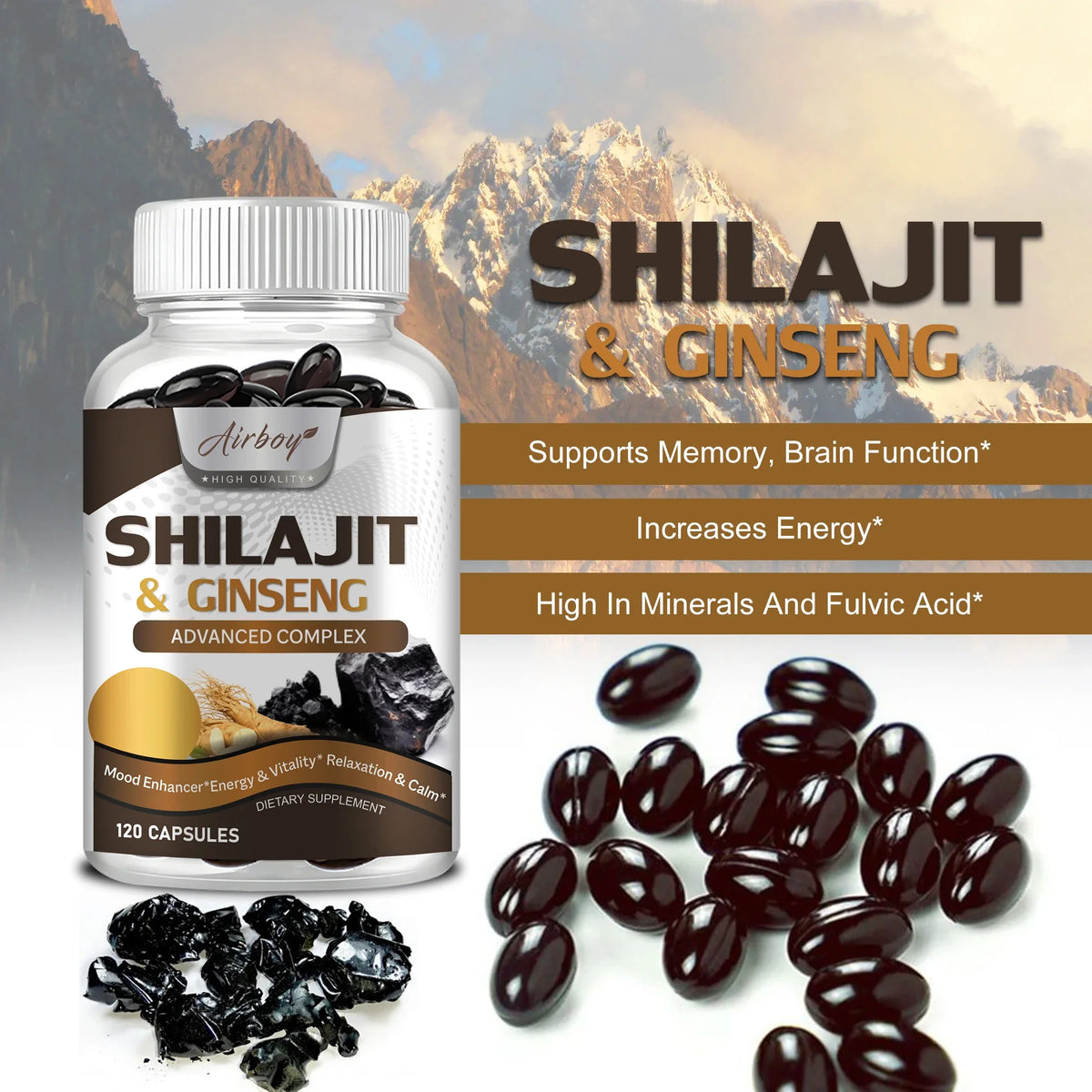 Shilajit & Ginseng Complex 120 Capsules - Natural Energy Support